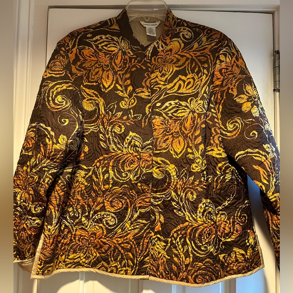 Laura Ashley Silk and Cotton Mandarin Collar Jacket